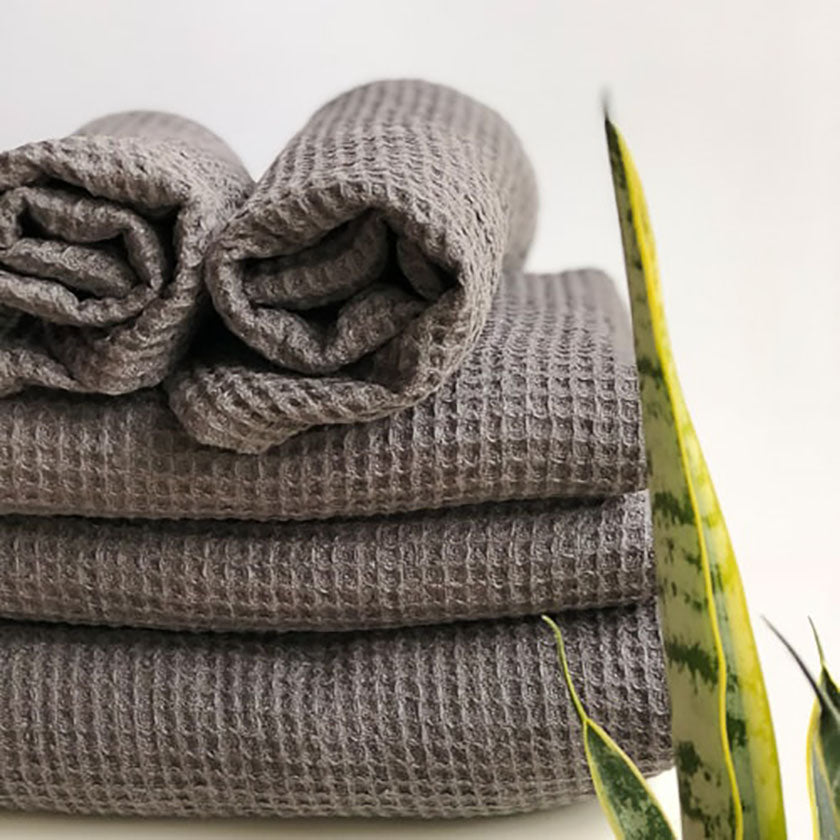 Linen Towels, Set of three Dark Grey Kitchen towels - Linenbee