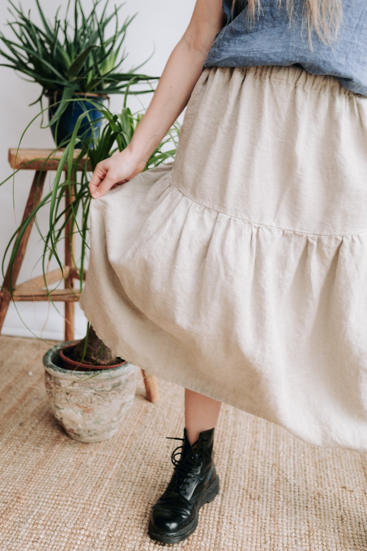 Linen gypsy skirt best sale