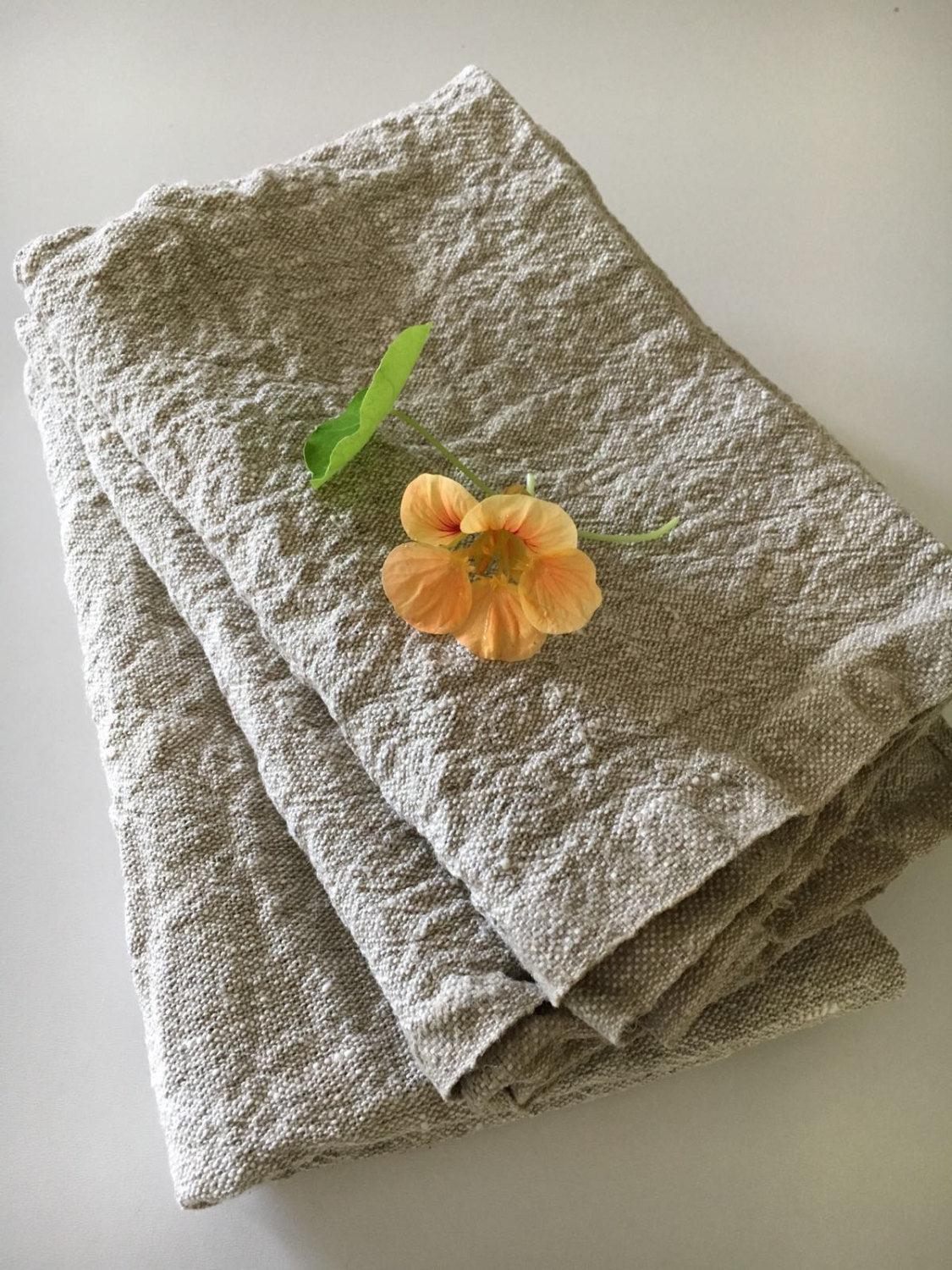 Set of Three Heavy Linen tea towels, dish towels - Linenbee