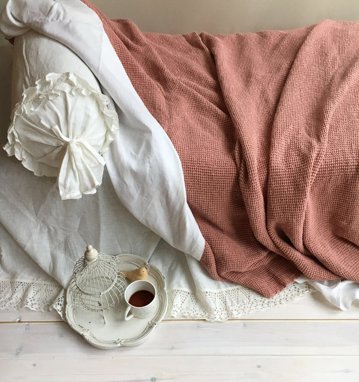 Linen blend blanket hot sale