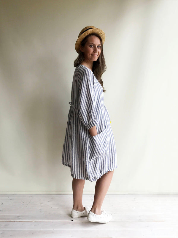 Louise Misha - Anemone Striped Linen Dress - Blue