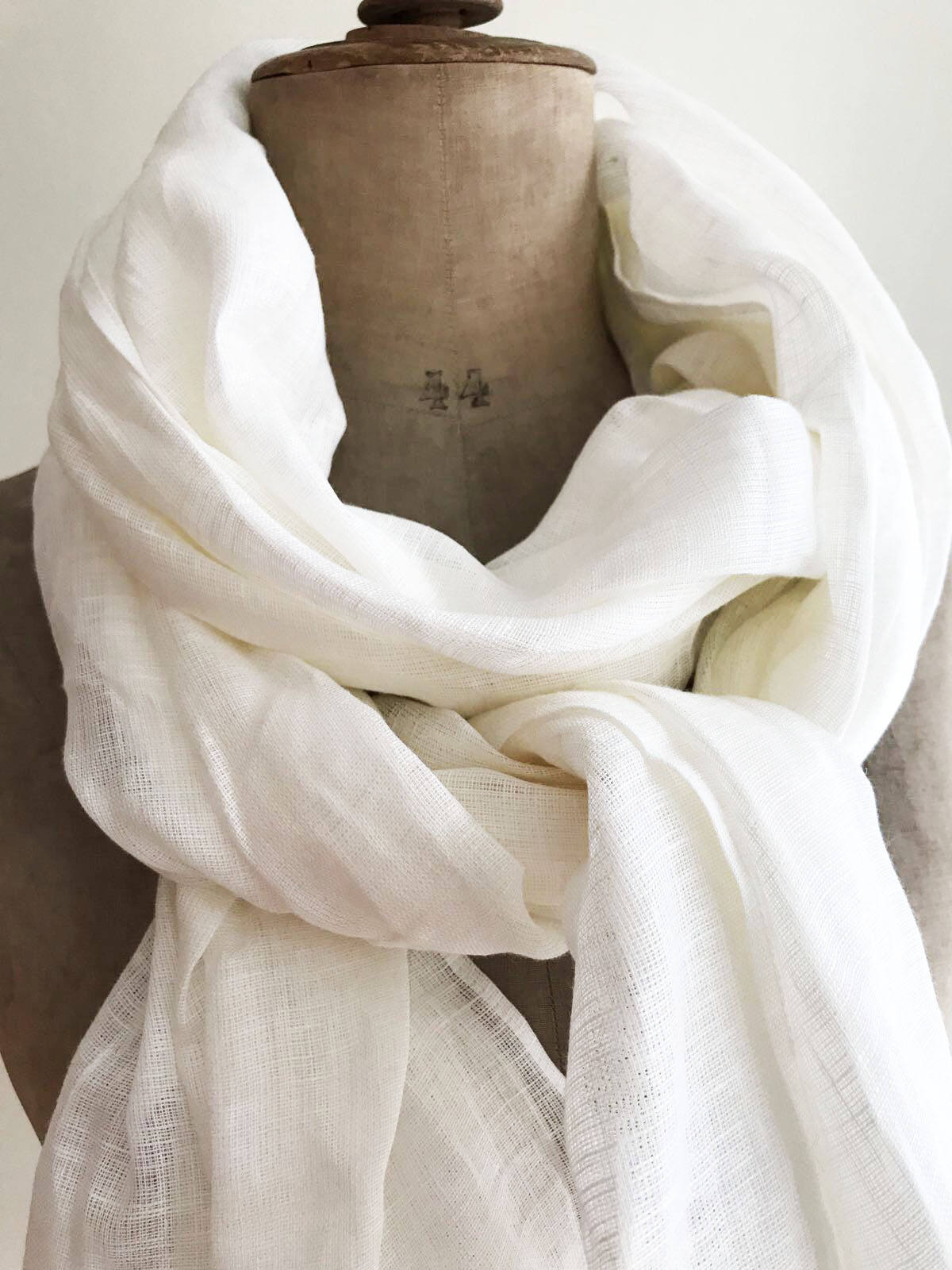 100% Pure Cotton Scarf/lightweight Gauze/extra Long Wrap/ivory White Cotton  Scarf/large White Shawl/womens Mens Scarf 