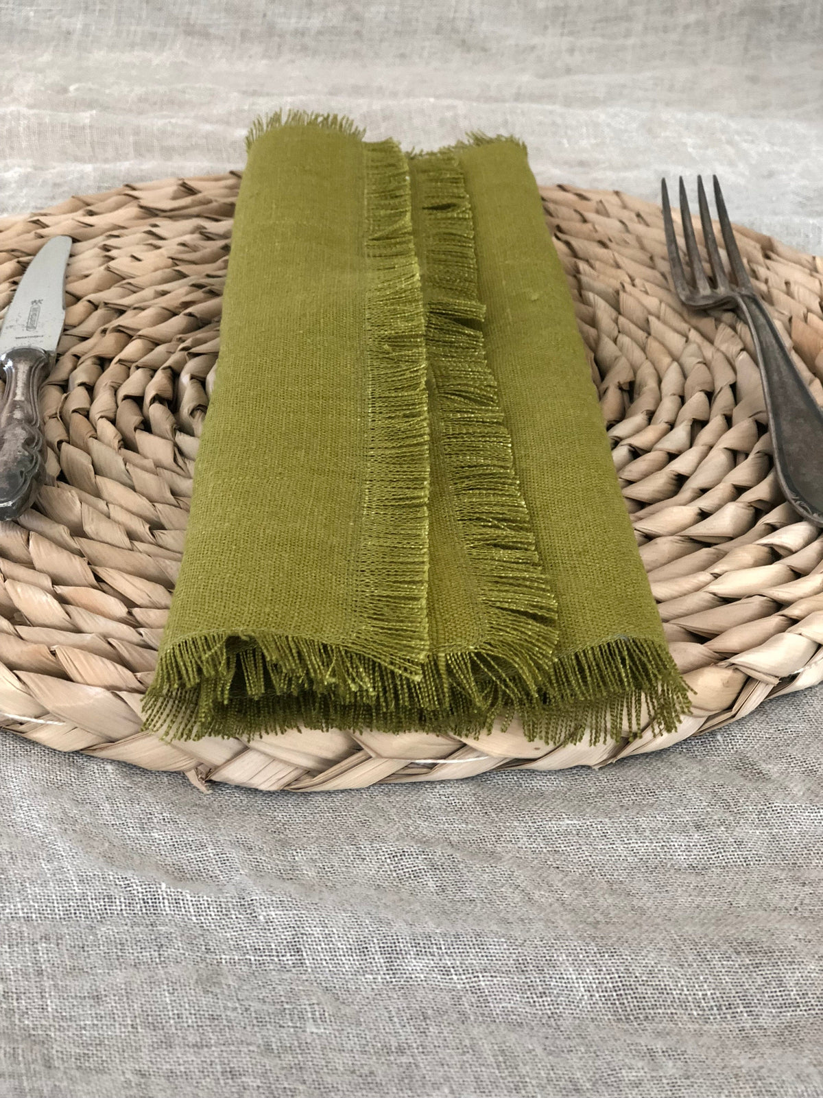 Frayed Edge Linen Napkin Set