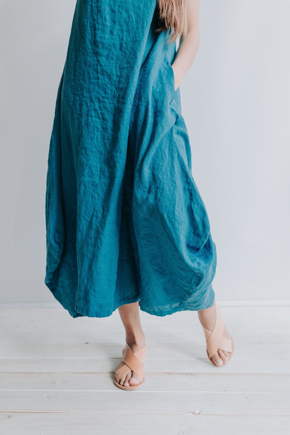 Sleeveless Linen Dress Anna with Pockets - Linenbee
