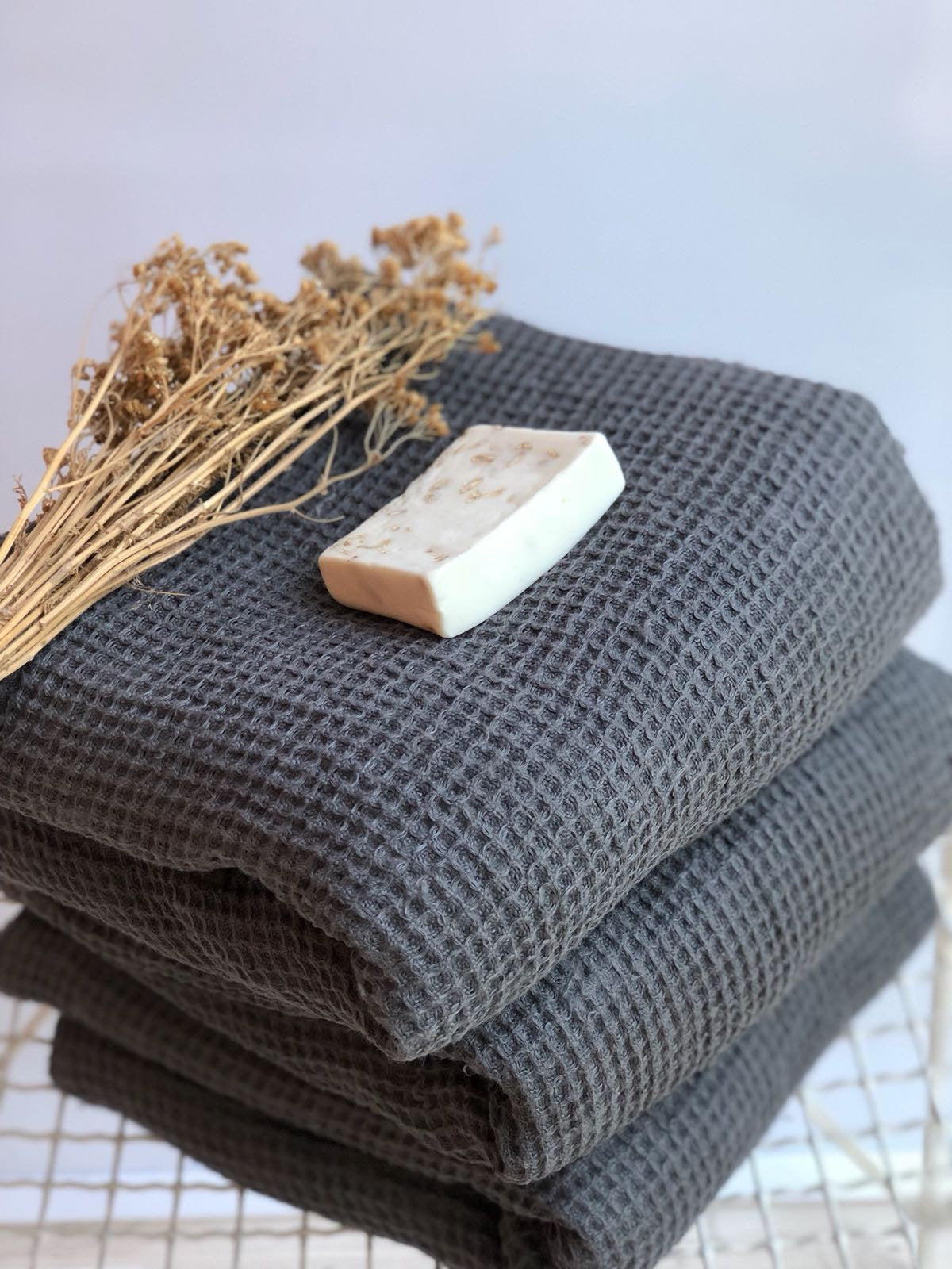 Striped Linen Towel, Softened Linen Bath Towel, Sauna Towel, Beach