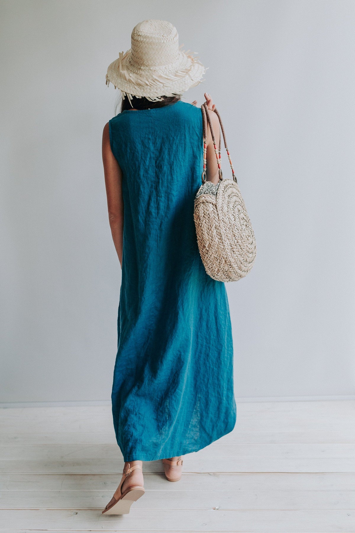 Washed Linen Dress Sleeveless With Pockets Various Colors. Lightweight Linen  Summer Dress. No Shrinkage 
