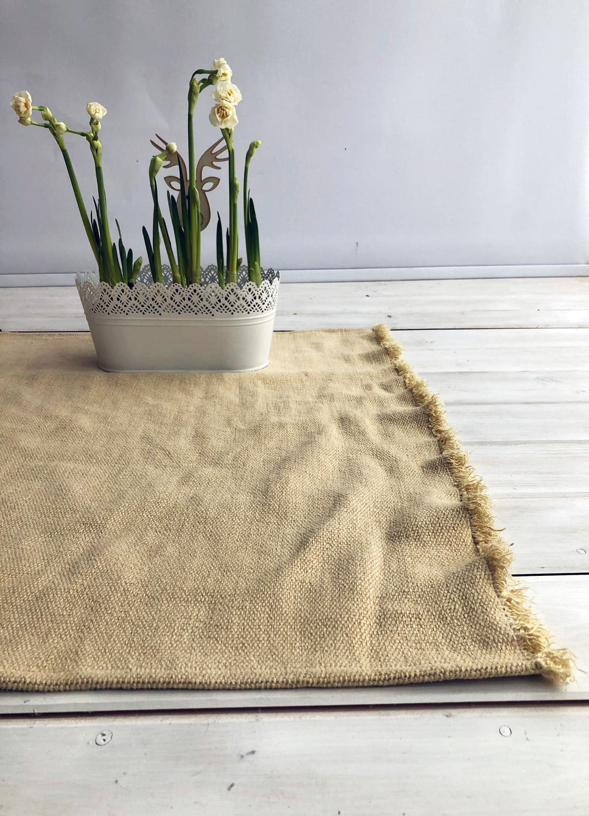 Handloom Linen Floor Mat