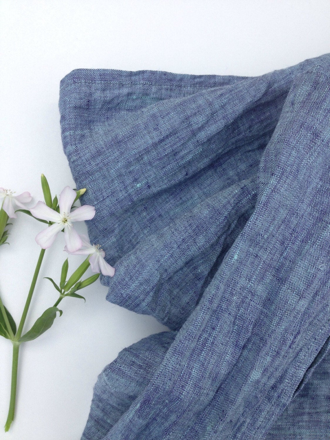 Blue Linen Scarf - Linenbee