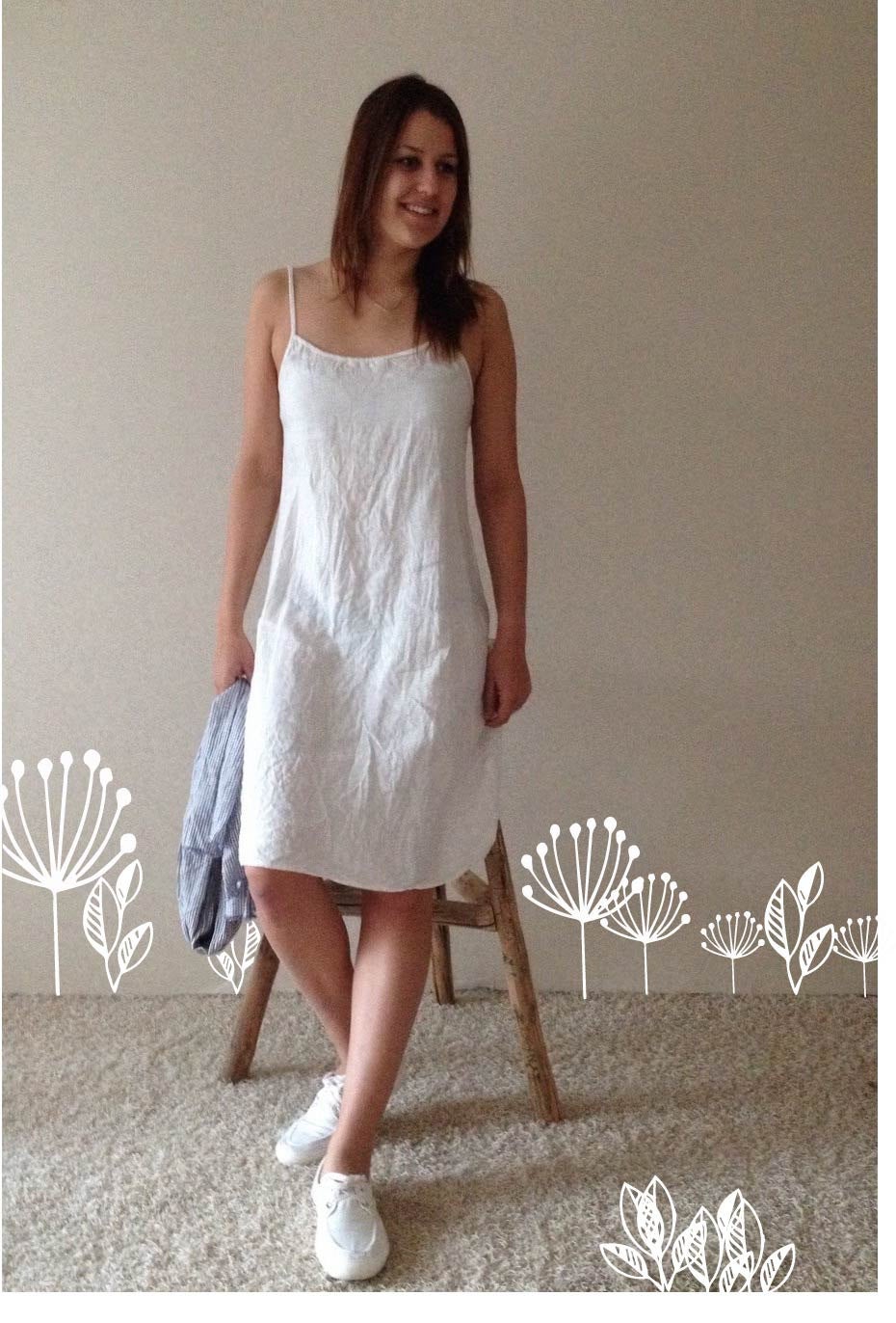 Linen Slip Dress, Simple Lovely Off White Linen Base Layer Dress