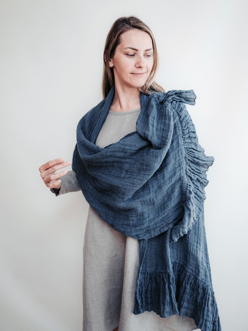 Linen Wraps Shawl, Gauzy Linen Shawl - Linenbee