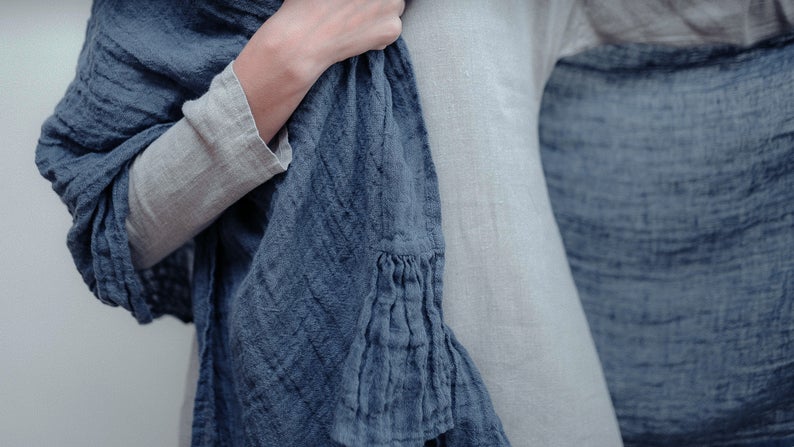 Linen Wraps Shawl, Gauzy Linen Shawl - Linenbee