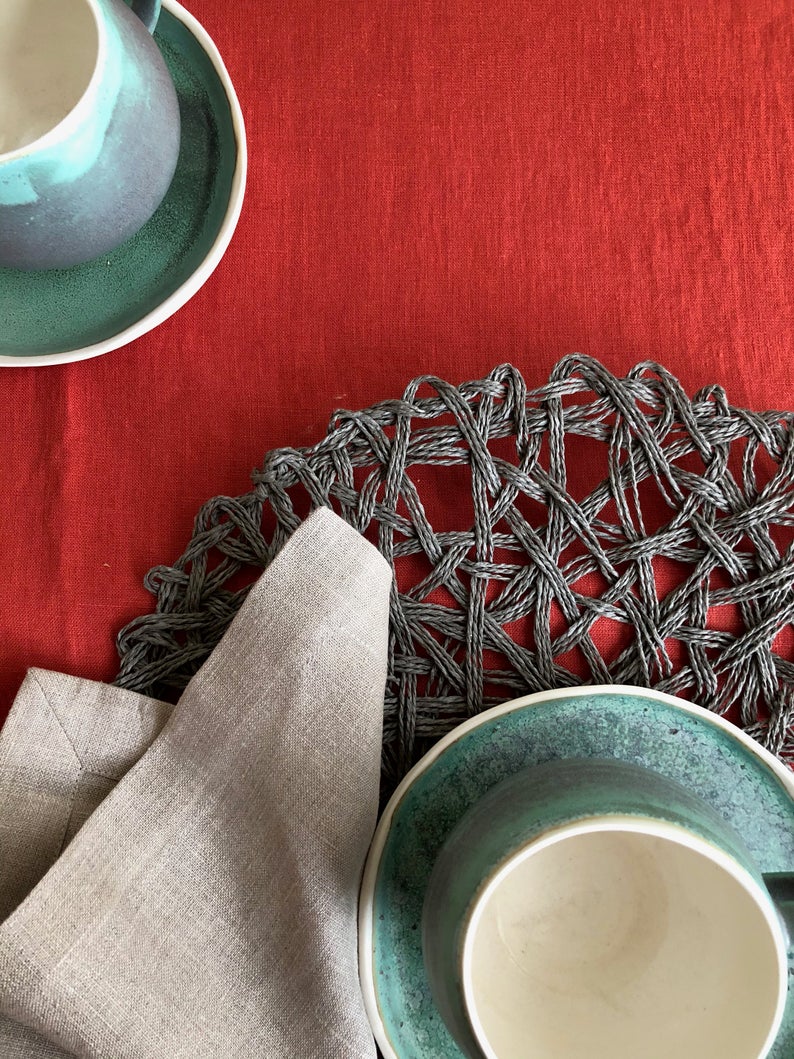 European Linen Placemat in Terracotta by Quince