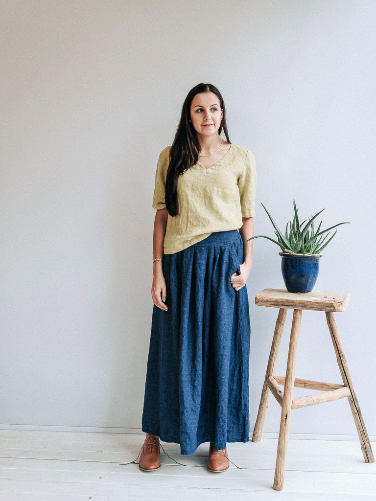 Linen Skirt, Long Maxi Linen Skirt for Women, A Line Skirt, Womens Blue Maxi  Skirt With Pockets,minimalist Skirt, Custom Made Skirt 2716 